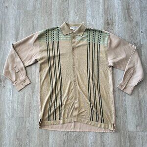Mens Silversilk Luxe Cream/Tan Button Up - XL